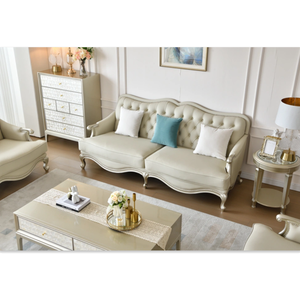 Classic European Solid Wood <b>Sofa</b> <b>Set</b> 3seater for Living Room Natural Color Durable for Apartment Hotel Villa - Product Image 1