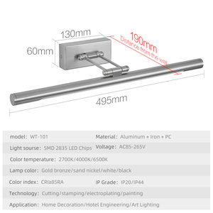 Lámpara de Pared Minimalista LED de Aleación de Aluminio con Pantalla Cilíndrica en Níquel Arena, Oro, Bronce, Negro, Blanco, Luz para Baño 3500K Blanco Cálido - Product Image 5