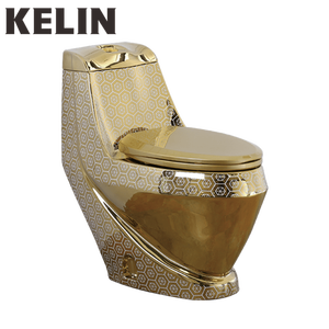 Vàng Kim Cương Hình Dạng Trang Trí Thiết Kế Nhà Vệ Sinh Mạ Điện <span class=keywords><strong>WC</strong></span> Washdown Một Mảnh Nhà Vệ Sinh Gốm Vàng Sang Trọng Nhà Vệ Sinh Bát - Product Image 4