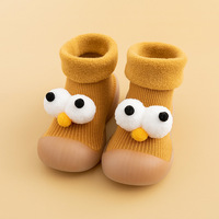 Chaussons Bébé Pré-Marche Hiver Automne Doublés Polaire Épais avec Semelle Antidérapante Douce en Coton Chauds Type Chaussettes de Sol