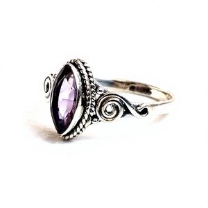 Bague en pierre précieuse d'améthyste naturelle exquise en argent Sterling 925 belles bagues de créateur de pierres précieuses bijoux pour grossiste - Product Image 2