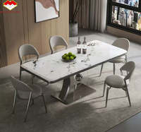 Table de salle à manger moderne extensible en pierre frittée brillante blanche, noire, grise, fournie par une usine chinoise, mobilier de salle à manger