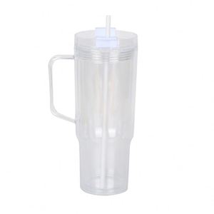 Gobelets en plastique à double paroi en acrylique pré-perforés pour adultes, 40 oz, effet boule à neige, avec paillettes, couvercles colorés et pailles, pour le camping - Product Image 2