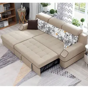 102260 Đa Năng Hiện Đại Giá Rẻ Phòng Khách Vải Góc L Hình Chuyển Đổi Ghế Sofa Giường Với Lưu Trữ