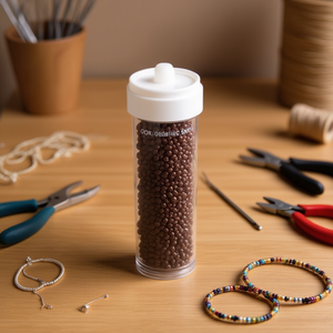 Perline ILAN Abalorio da 5 mm color caffè per la creazione di gioielli, 12 pezzi per tubo - Product Image 3