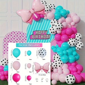 Kit d'arche de ballons en latex à pois rose surprise avec guirlande pour la décoration de fête d'anniversaire des jeunes filles - Product Image 1