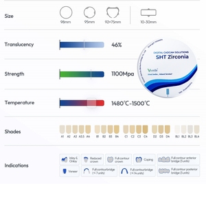 Matériaux dentaires en zircone <span class=keywords><strong>Vsmile</strong></span>, blocs et disques en céramique de zircone multicouche SHT de 98 mm pour CAD dentaire, implant dentaire All-on-X - Product Image 3