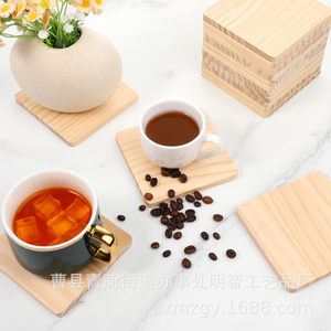 Sous-verre en bois vierge non fini, carré, pour artisanat, couleur bois naturel, décoration DIY, style moderne et simple pour la maison - Product Image 3