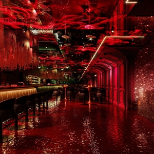 Design d'intérieur de boîte de nuit rouge, mobilier de bar en bois et en métal, décoration lumineuse à LED tendance pour boîte de nuit - Product Image 4