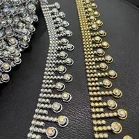 Cadena de diamantes de imitación AB de 10 yardas con forma de corazón y cascabel, cadena de diamantes de imitación de fantasía para coser en vestidos, joyería DIY, venta al por mayor, brillo.