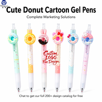 Ensemble de stylos gel mignons en forme de beignets, stylos à bille à clic Kawaii, papeterie fantaisie, cadeau, logo personnalisé, école, bureau