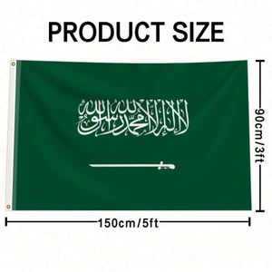 Drapeaux personnalisés en polyester 100D de qualité supérieure, drapeaux d'Arabie Saoudite, vente en gros d'usine pour usage intérieur et extérieur, excellent prix - Product Image 2