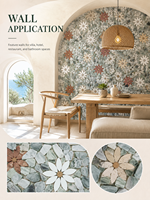Mosaïque de marbre découpée au jet d'eau, motif floral de luxe pour sol et mur, idéale pour hall d'hôtel, bar, restaurant, café, usage commercial