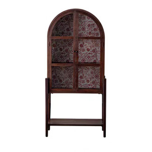 Vintage Style Tall Arched Cabinet Solid Wood <b>Storage</b> Living Room Display Cabinet Entryway Decorative <b>Sideboard</b> Brown A2877 - Product Image 5