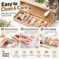 MoMoPaw Meilleur cadeau pour chat, vente chaude, coffret cadeau amusant de 7 pièces, jouets interactifs pour chat en bois, plumes, clochettes, souris