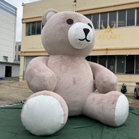 Ballon gonflable en forme d'ours de Noël en fourrure grise, mascotte douce, facile à installer, ours gonflable pour la décoration de fête de Noël