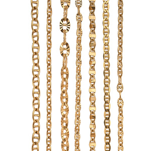 Chaîne à maillons en forme de nez de cochon |   Chaîne en acier inoxydable plaqué or 18K en forme de D pour la fabrication de colliers, bracelets et vêtements DIY - Product Image 1