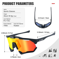 Lunettes de soleil de cyclisme avec monture TR90, 3 verres interchangeables, verres polarisés entièrement enduits, verres transparents UV400, lunettes de sport VTT