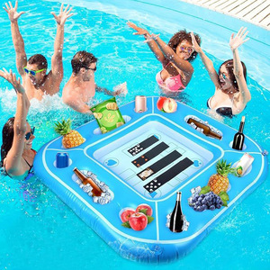 Table de poker <span class=keywords><strong>gonflable</strong></span> 100x100cm, jeu flottant pour adultes avec porte-gobelets et bar à glace - Product Image 1