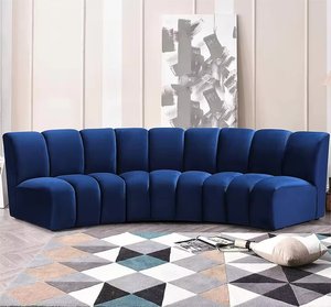 High <strong>Class</strong> Commercial Nightclub Customized Leather Fabric Curved Sofa Seating Villa Home Bar VIP Lounge Couch Furniture Set - Product Image 4