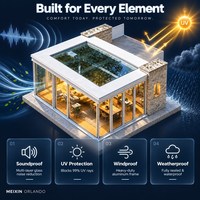 Ruang Santai Tertutup Empat Musim MEXIN Modern dari Aluminium dengan Pintu Geser Ganda Layar PC yang Dapat Dilepas untuk Ruang Terbuka