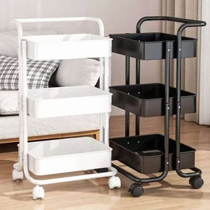 Chariot de Salon Métallique à 3 Niveaux, Chariot de Rangement Roulant Polyvalent pour Studio de Beauté et Clinique - Product Image 1
