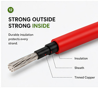 Cable de alimentación CC para sistema de paneles solares de 1.5kV XLPE con cobre estañado y cubierta LSZH, extensión de 4mm/6mm/10mm/16mm