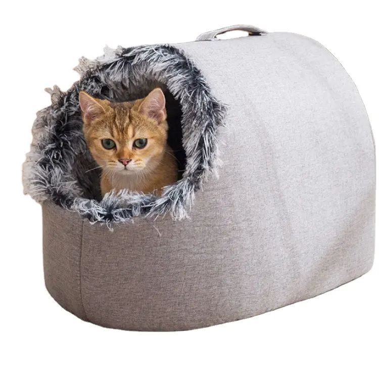Soft Warm Pet Dog Cat Bed Tent House Indoor Enclosed Plush Sleeping Nest Basket Travel Dog Accessory