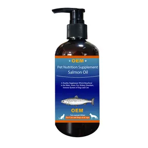 OEM Huile de saumon Omega-3 d'Alaska et huile de poisson 100% pure pour chien et chat, soutien des articulations, système immunitaire et santé du cœur