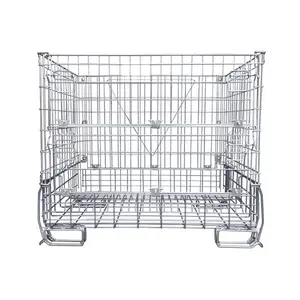 F28 euro portable metal storage wire mesh pallet cage for pet bottles