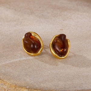 Pendientes al por mayor estilo INS francés para mujer, pendientes de resina irregulares únicos y de alta gama, a la moda y elegantes, versátiles - Product Image 6