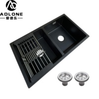 Évier en granit double vasque, résistant aux rayures, best-seller, noir, adapté à la salle de bain et à la cuisine