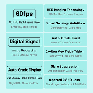 Espejo Retrovisor con Pantalla Táctil IPS de 9.2 Pulgadas, DVR para Auto, Conexión Inalámbrica CarPlay y Android Auto, Doble Cámara para Denza Saipa - Product Image 5