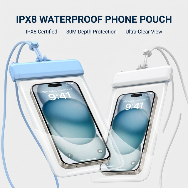 Foldable Waterproof Phone Pouch IPX8 Universal Smartphone Dry Bag with Triple Ziplock