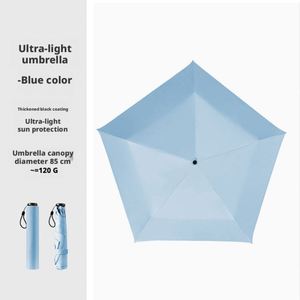 Parapluie de poche en fibre de carbone ultra-léger, design classique, ouverture manuelle, 5 baleines, revêtement noir, protection UV, utilisation soleil et pluie - Product Image 1