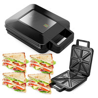 Aifa Machine à sandwich 4 tranches 3 en 1 Machine à gaufres pour panini grill avec assiettes détachables antiadhésives Machine à préparer le petit-déjeuner