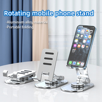 Support de téléphone et tablette en aluminium rotatif multi-angles avec support de bureau pliable et réglable