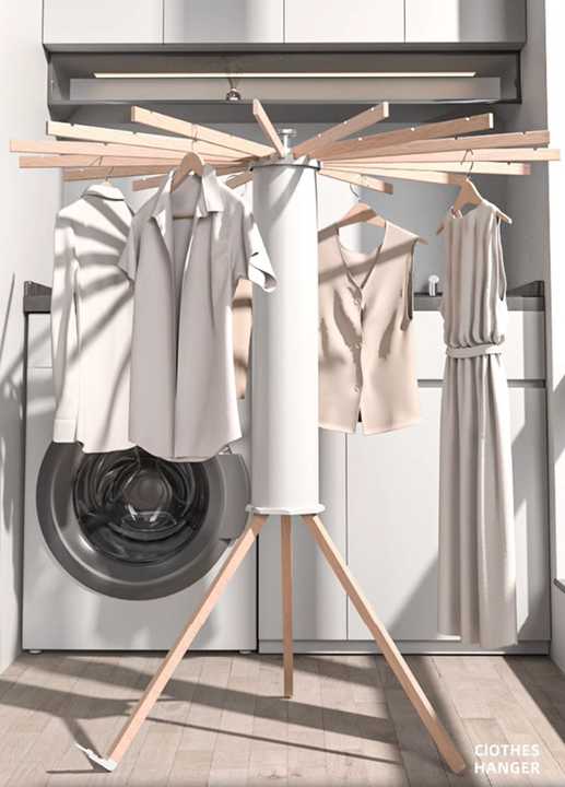 Solid Wood Octopus Drying Rack Clothing,Cylinder Tripod Drying Rack ...