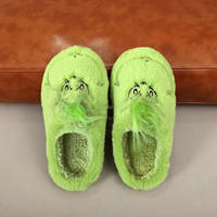 Pantoufles de Noël Grinch en polyester, épaisses, chaudes et douces, pour l'intérieur, chaussures d'hiver confortables, vente en gros d'usine