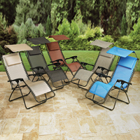 Chaise pliante grise extra large, supportant jusqu'à 400 lb, avec dossier inclinable à gravité zéro large et réglable, et porte-gobelet – Vente en gros