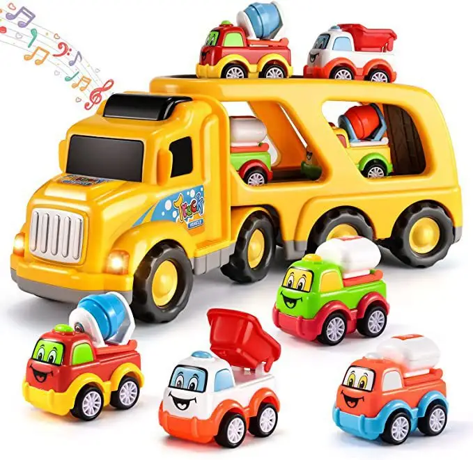 Diecast Carrier Truck Speelgoed Auto 3 Miniatuur Graafmachine Vliegtuig Bus Brandweerwagen Model Sets Kids Educatief Speelgoed