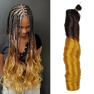 Hot Sale French Curl Loose Wavy Ombre spanish curls Pony Braids Silky Synthetic Hair Extensions Bundles Curly Braiding Hair