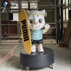 Escultura creativa de gato de ciclismo, decoración de espacio para niños, personalización de marca personalizada - Product Image 1