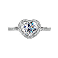 Bague pour femme en argent sterling S925, cœur creux romantique, 1 carat de moissanite, pour mariage ou demande en mariage
