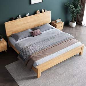 2025 nuevo modelo cama de almacenamiento de tamaño Queen <span class=keywords><strong>madera</strong></span> de nogal cama de nube gruesa bolsa suave marco Simple camas de <span class=keywords><strong>madera</strong></span> con mesas laterales - Product Image 3