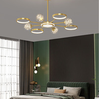 Suspension ronde en acier inoxydable acrylique et mentale Suspension en or moderne Lampe de chambre Décoration intérieure Suspension en verre moderne