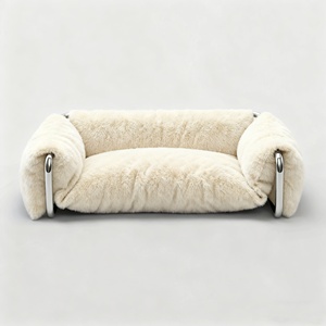 Modernes Luxus-Haustier bett Metallrahmen Abnehmbares Sofa für Hunde Katzen Mode Klassischer Stil Weiches Plüsch material Tier muster Karton - Product Image 5