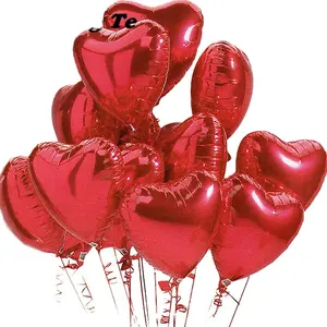 Globos de Color puro de 18 pulgadas con forma de corazón rojo, de aluminio, para boda, San Valentín, decoración para fiesta