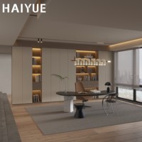 Bureau HAIYUE facile à assembler avec éclairage LED, bibliothèque murale semi-ouverte, bibliothèque incurvée pour bureau à domicile