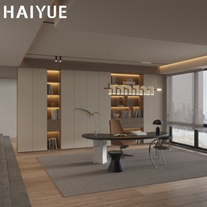 Escritorio HAIYUE Fácil de Ensamblar con Iluminación LED, Librero de Pared Completo, Librero Curvo Semiabierto para Estudio u Oficina en Casa - Product Image 3